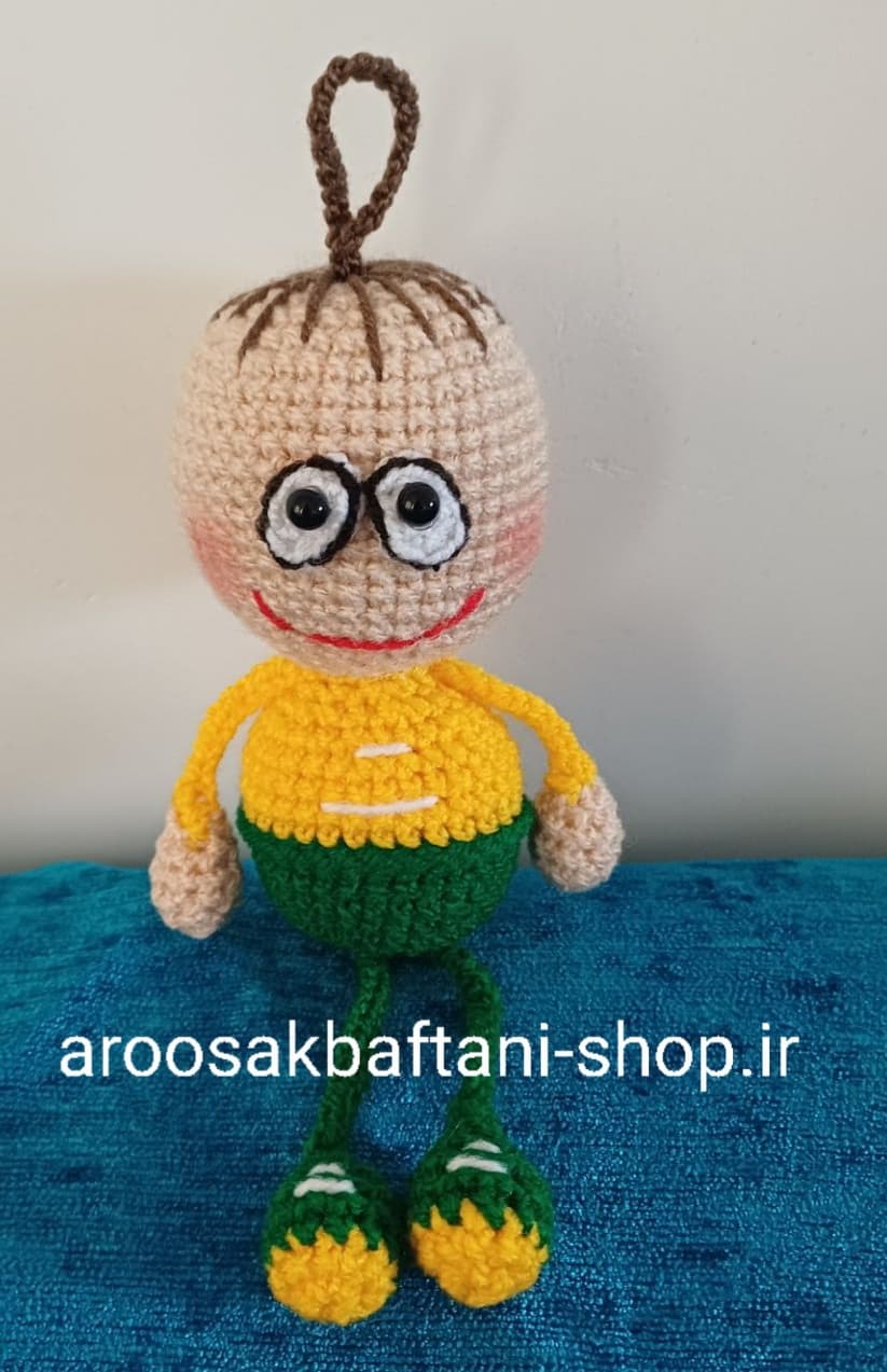 عروسک پسر بافتنی 16 سانتی بافت بارنگ دلخواه شما