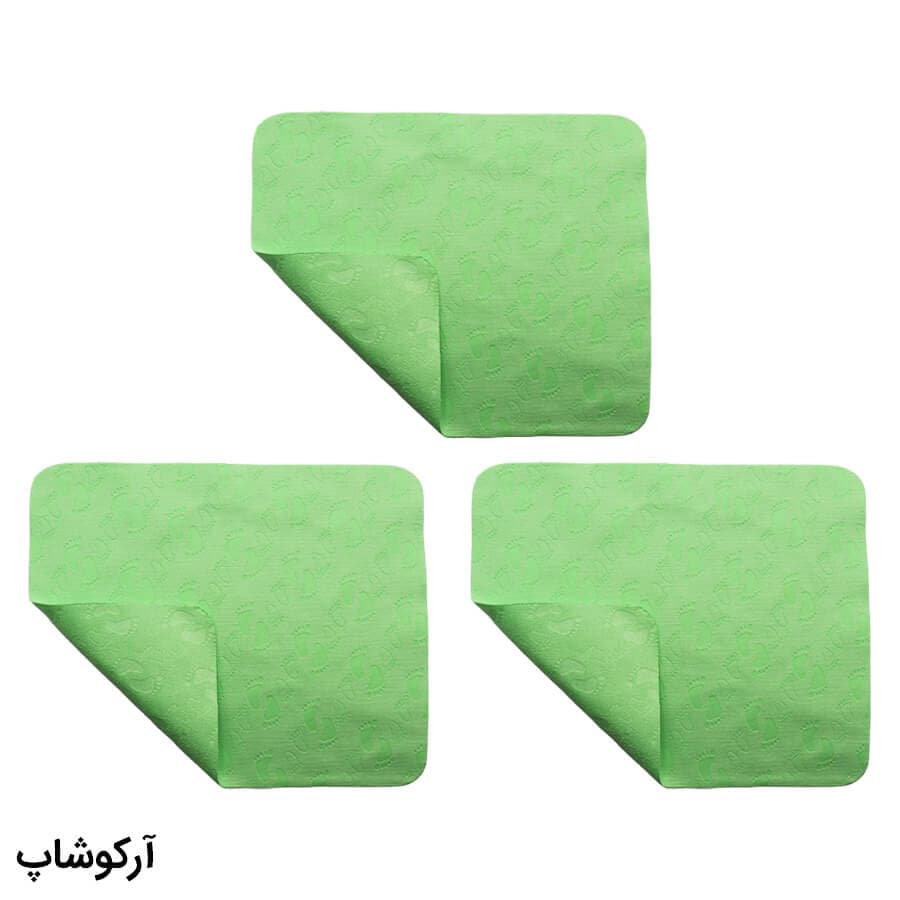 بسته 3 عددی دستمال عینک از جنس میکروفایبر، رنگ سبز و طرح دار کد 992884-3