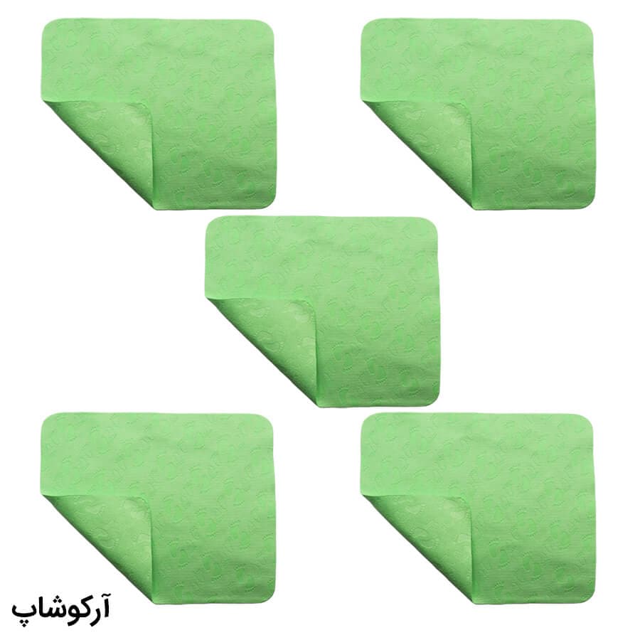 بسته 5 عددی دستمال عینک از جنس میکروفایبر، رنگ سبز و طرح دار کد 992884-5