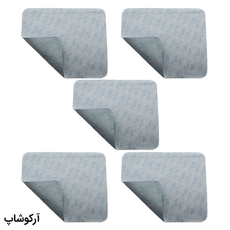 بسته 5 عددی دستمال عینک از جنس میکروفایبر، رنگ آبی و طرح دار کد 992887-5