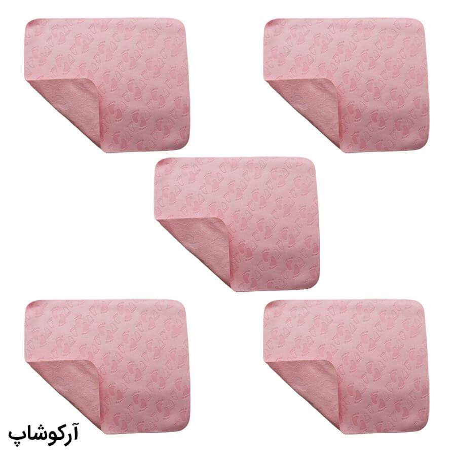 بسته 5 عددی دستمال عینک از جنس میکروفایبر، رنگ صورتی و طرح دار کد 992885-5