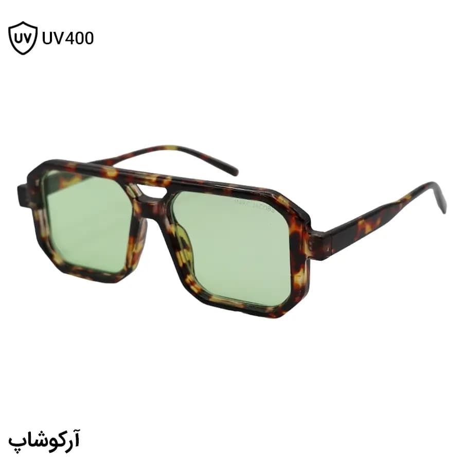 عینک دید در شب مارک جیکوبز با فریم مربعی شکل، رنگ هاوانا براق و لنز سبز مدل ZN3903