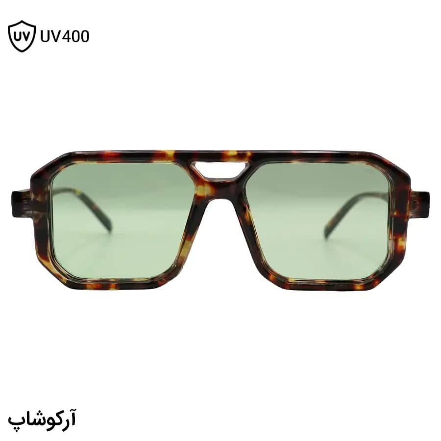 عینک دید در شب مارک جیکوبز با فریم مربعی شکل، رنگ هاوانا براق و لنز سبز مدل ZN3903 — تصویر ۳
