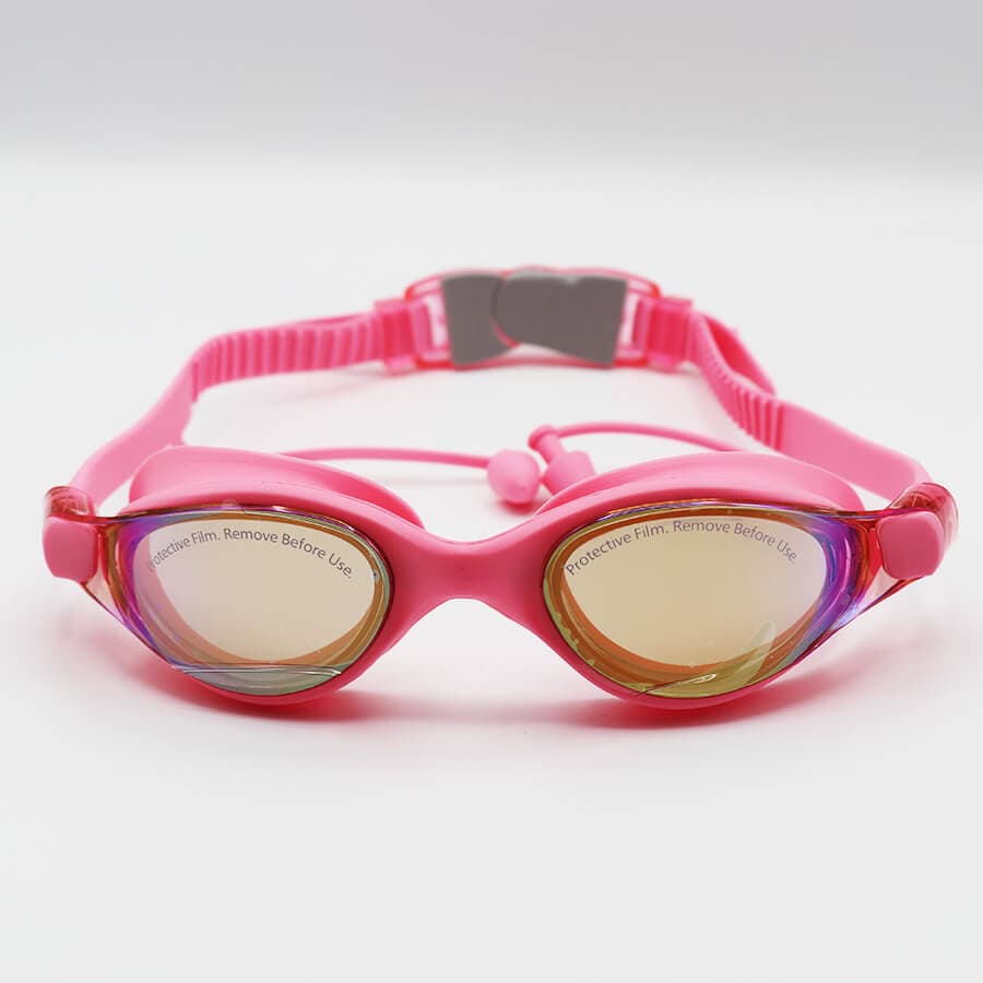 عینک شنا CONQUEST صورتی رنگ، از جنس سیلیکونی به همراه گوش گیر مدل 301-5 — تصویر ۲
