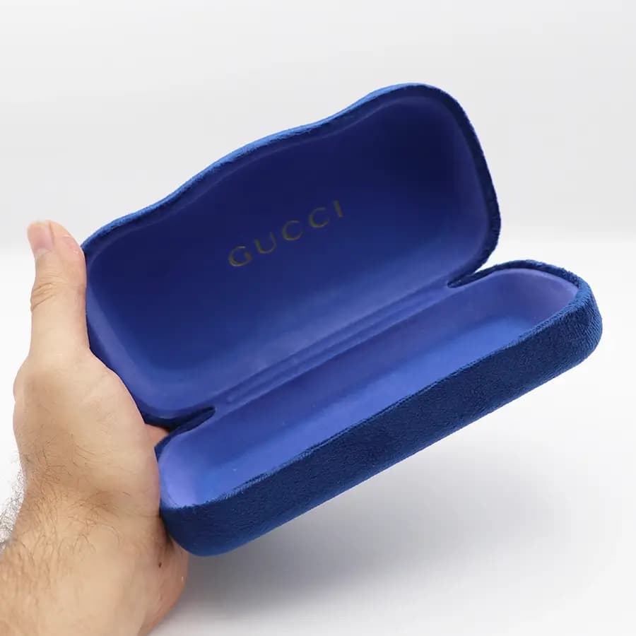 پک اورجینال عینک برند گوچی (GUCCI) با تمام تجهیزات و قاب آبی رنگ مدل 993023 — تصویر ۳