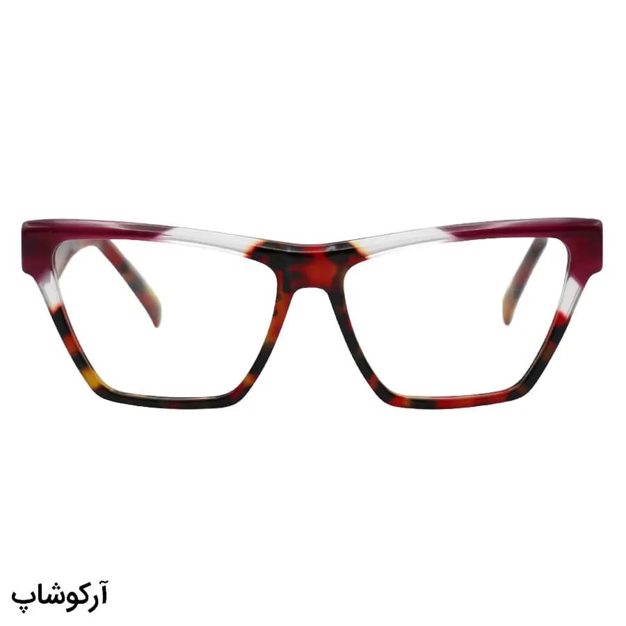 عینک طبی زنانه Tiffany با فریم چندرنگ، شکل چشم گربه‌ای، از جنس استات و دسته چندرنگ و سیم‌دار و لولا فنری مدل XL6030 — تصویر ۴