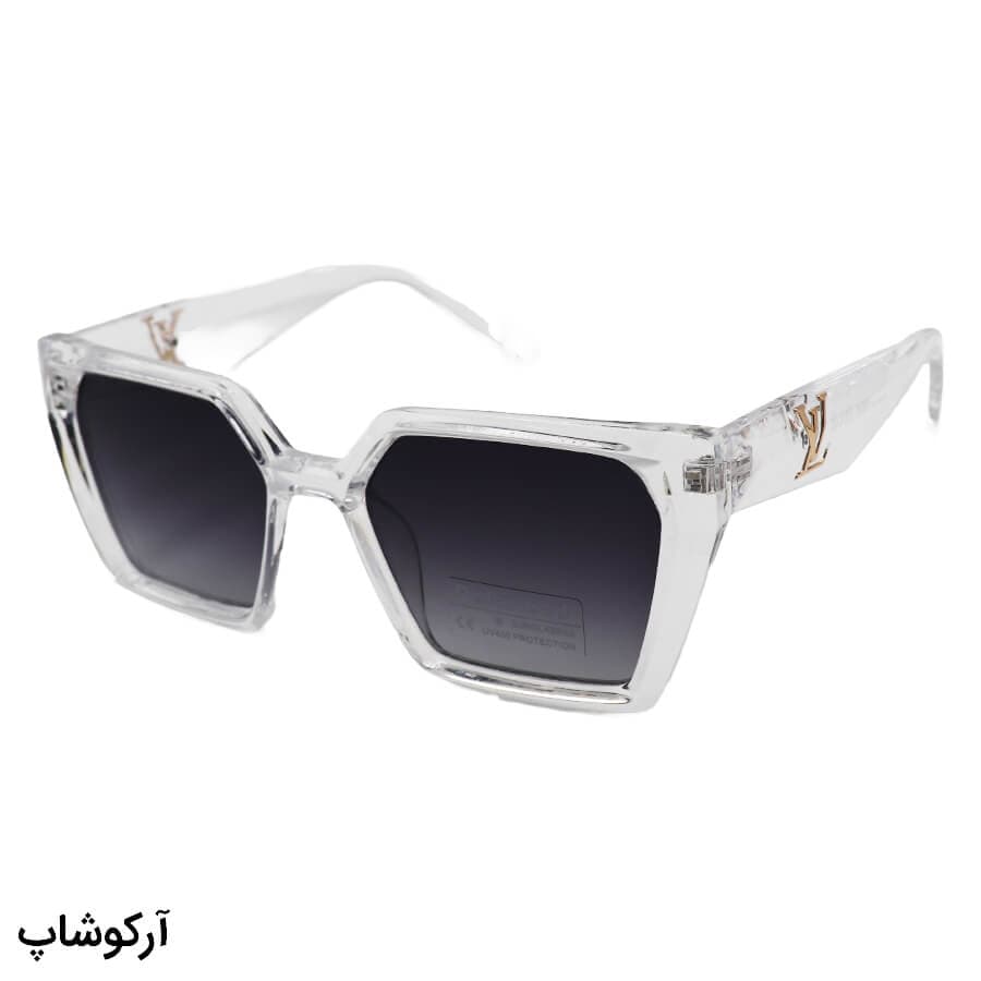 عینک آفتابی بی رنگ و شفاف با فریم چشم گربه ای و لنز پلاریزه و سایه روشن لویی ویتون مدل P88005