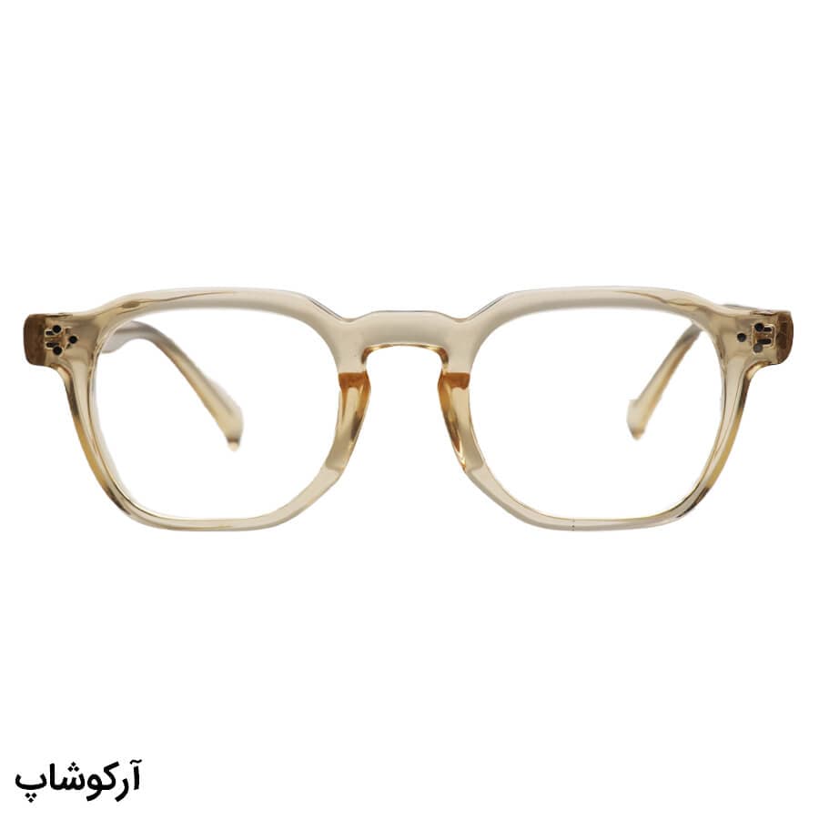 عینک طبی Celine با فریم فتوکرومیک، مربعی شکل، رنگ عسلی، دسته سیمدار و رنگ ثانویه (قرمز) مدل 52608 — تصویر ۲