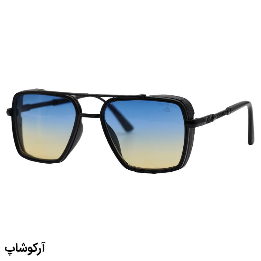 عینک آفتابی میباخ با فریم خلبانی، رنگ مشکی و لنز دو رنگ (سایه روشن از آبی به قهوه‌ای) مدل 88034