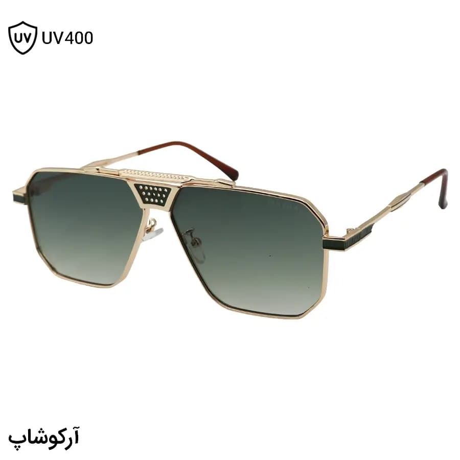 عینک آفتابی MAYBACH با فریم شکل چندضلعی، رنگ طلایی براق و لنز دودی تیره مدل M1090 — تصویر ۸
