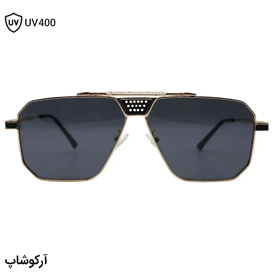 عینک آفتابی MAYBACH با فریم شکل چندضلعی، رنگ طلایی براق و لنز دودی تیره مدل M1090 — تصویر ۲
