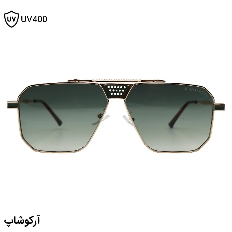 عینک آفتابی MAYBACH با فریم شکل چندضلعی، رنگ طلایی براق و لنز دودی تیره مدل M1090 — تصویر ۹