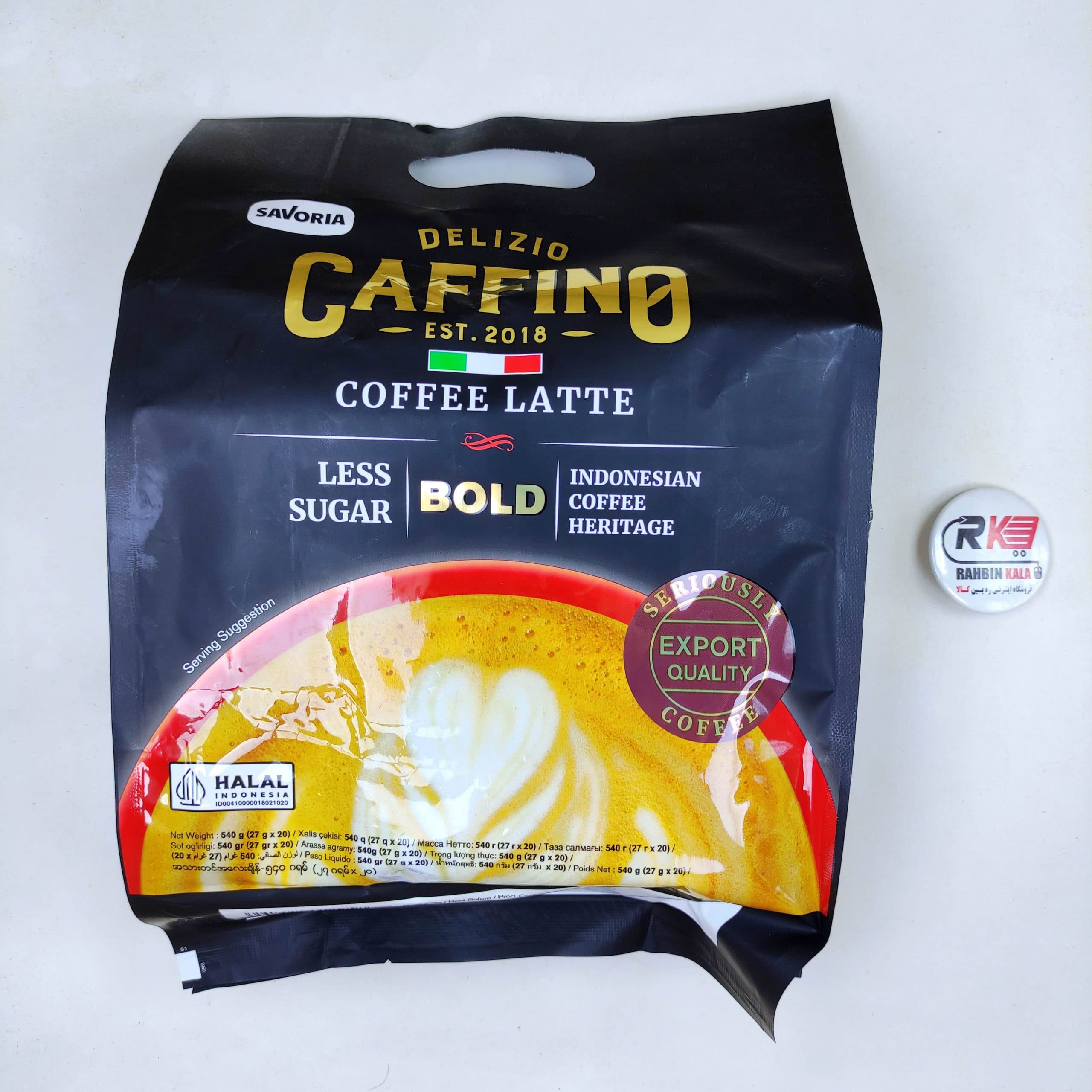 قهوه فوری دلزیو کافینو Delizio Caffino مدل کافه لاته کم شکر Coffee Latte Less Sugar پک 20 عددی