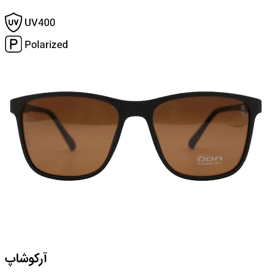 عینک آفتابی OGA MOREL با فریم شکل ویفرر، رنگ قهوه‌ای مات، لنز قهوه‌ای تیره و پلاریزه مدل P78058 — تصویر ۲