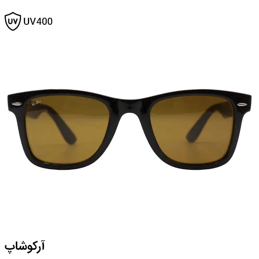 عینک آفتابی ریبن با فریم شکل ویفرر، رنگ قهوه‌ای براق، لنز جنس شیشه و قهوه‌ای تیره مدل RB4340 — تصویر ۲