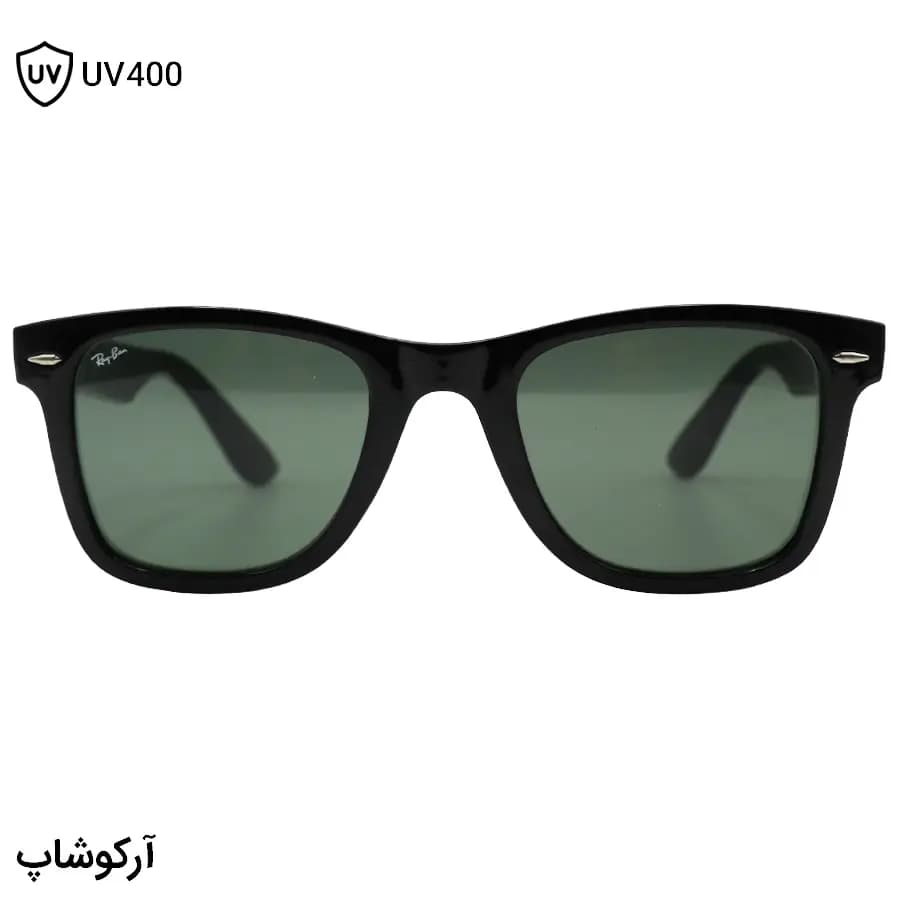 عینک آفتابی Ray-Ban با فریم شکل ویفرر، رنگ طوسی براق، لنز جنس شیشه و دودی تیره مدل RB4340 — تصویر ۱۰