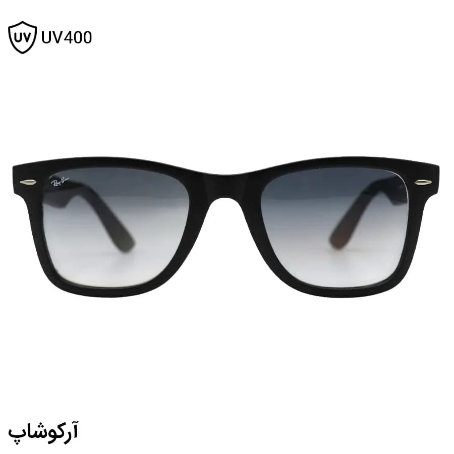 عینک آفتابی ریبن با فریم شکل ویفرر، رنگ مشکی مات، لنز جنس شیشه و دودی هایلایت مدل RB4340 — تصویر ۲