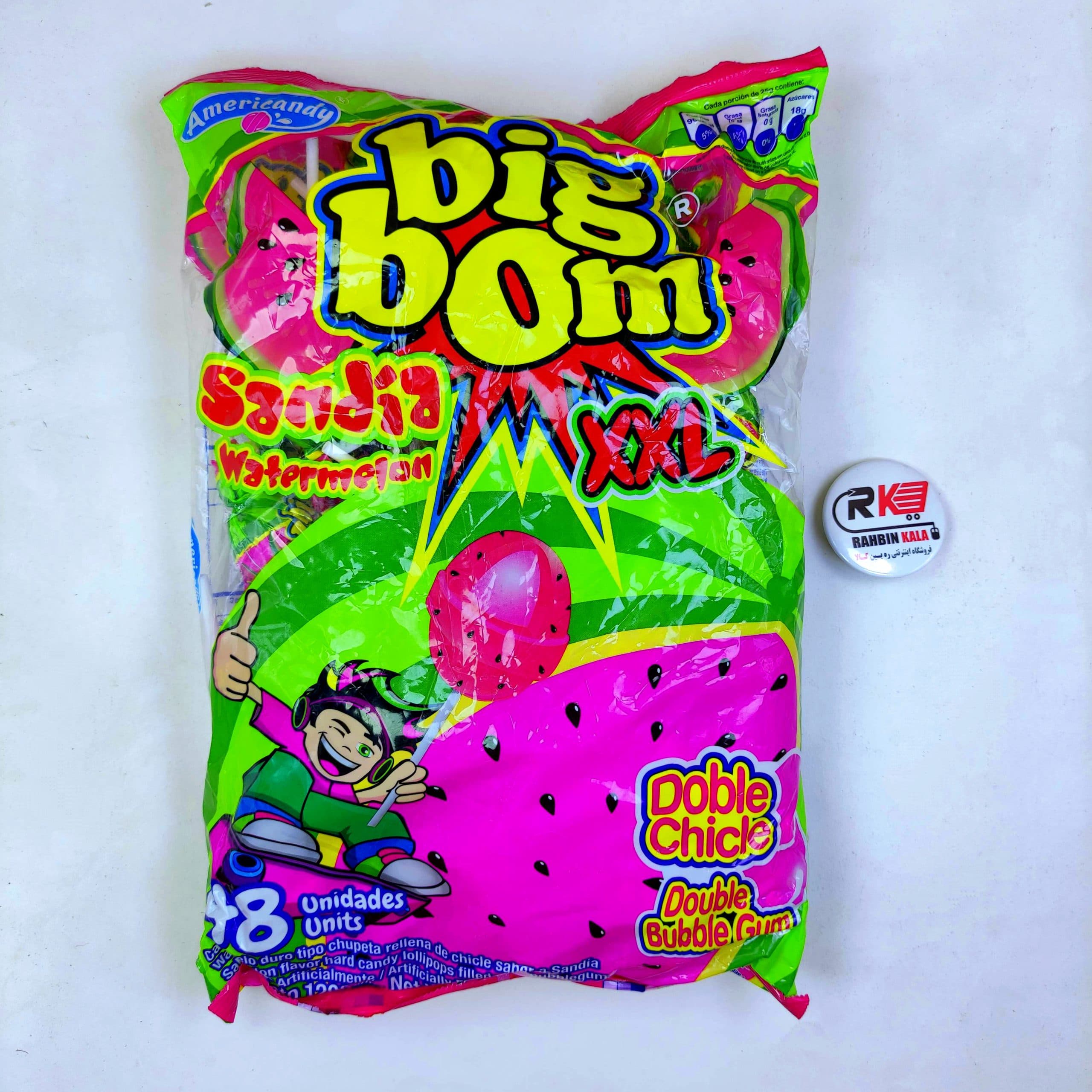 آبنبات چوبی بیگ بوم bigbom مدل هندوانه sandia watermelon پک 48 تایی