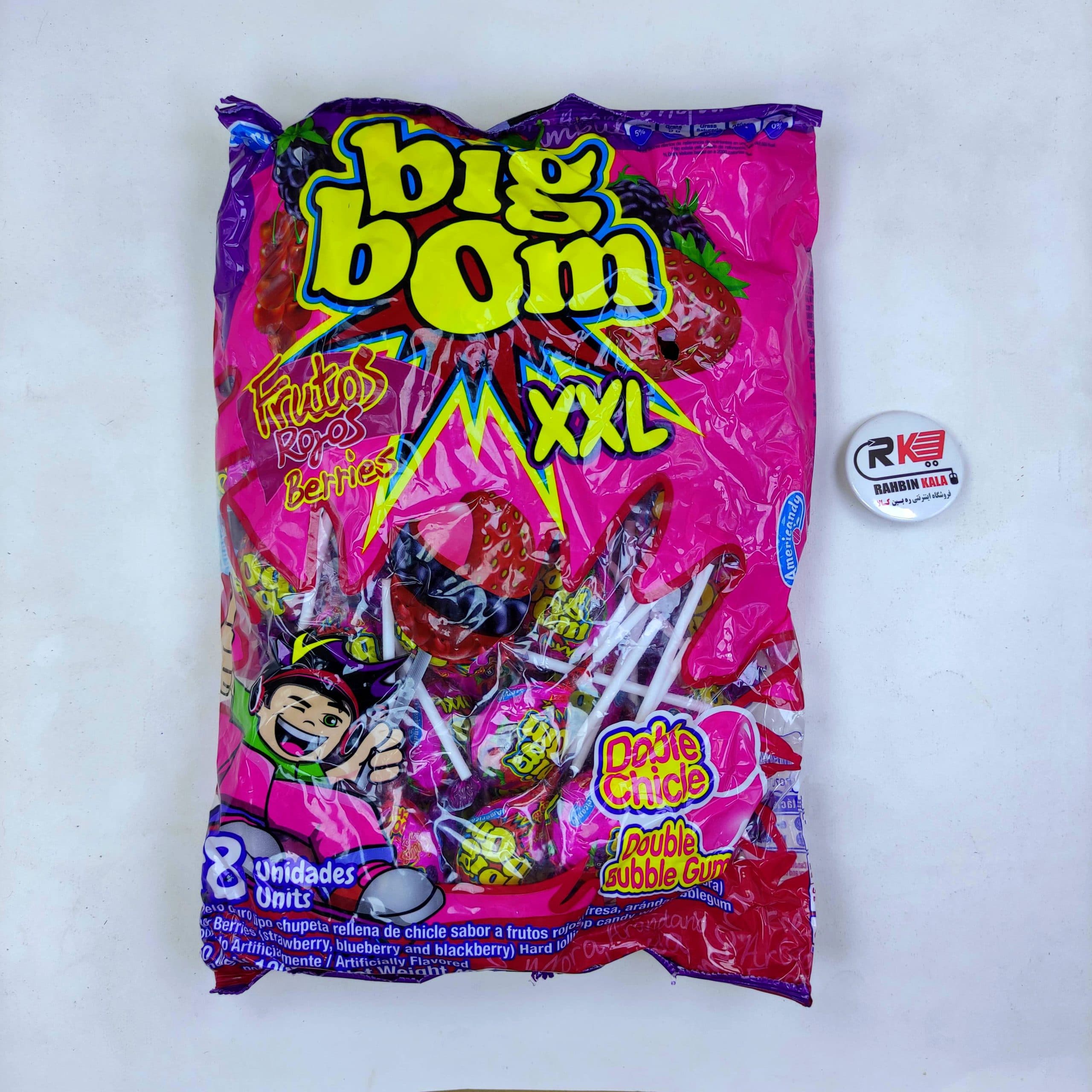آبنبات چوبی بیگ بوم bigbom مدل توت beries پک 48 تایی