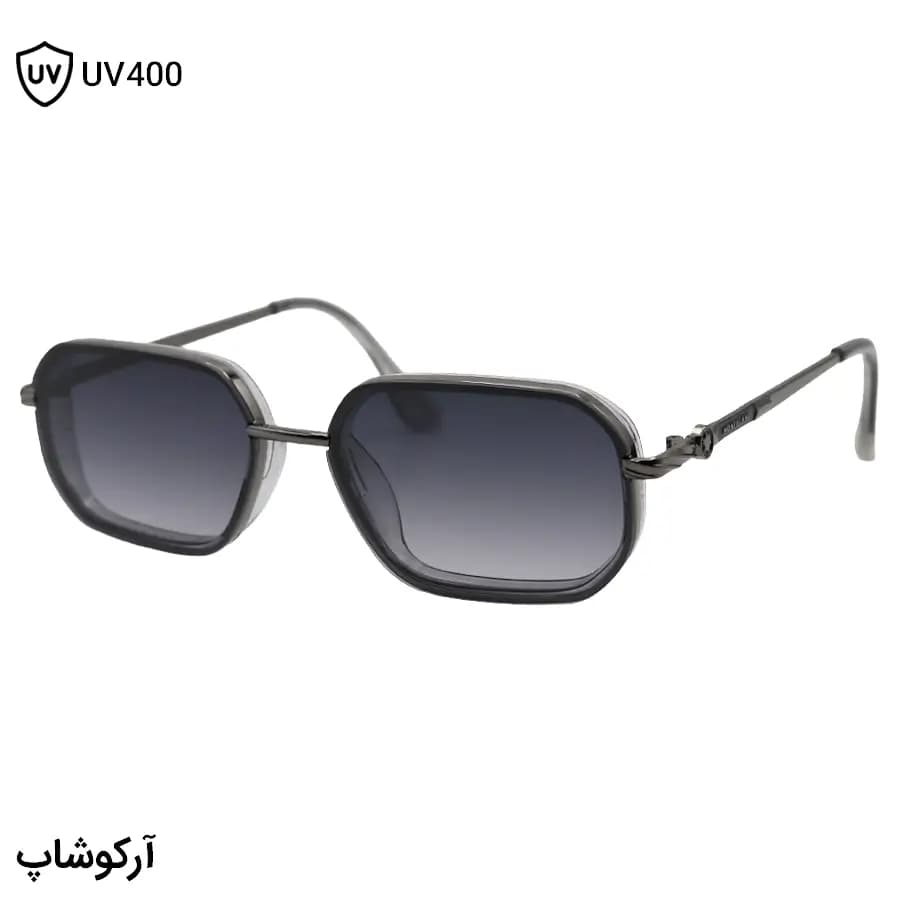 عینک آفتابی Montblanc با فریم رنگ قهوه‌ای و طلایی، شکل مستطیلی و لنز قهوه‌ای هایلایت مدل C600 — تصویر ۱۲