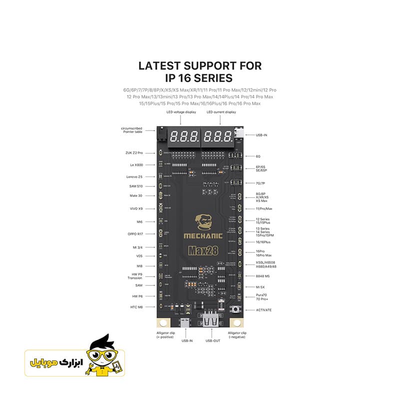 کیت تستر باتری آیفون و اندروید مکانیک MECHANIC MAX 28 2024 — تصویر ۳