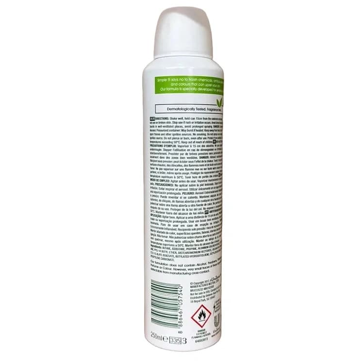 اسپری ضد تعریق Simple مدل Gentle Care حجم 250 میلی لیتر — تصویر ۲