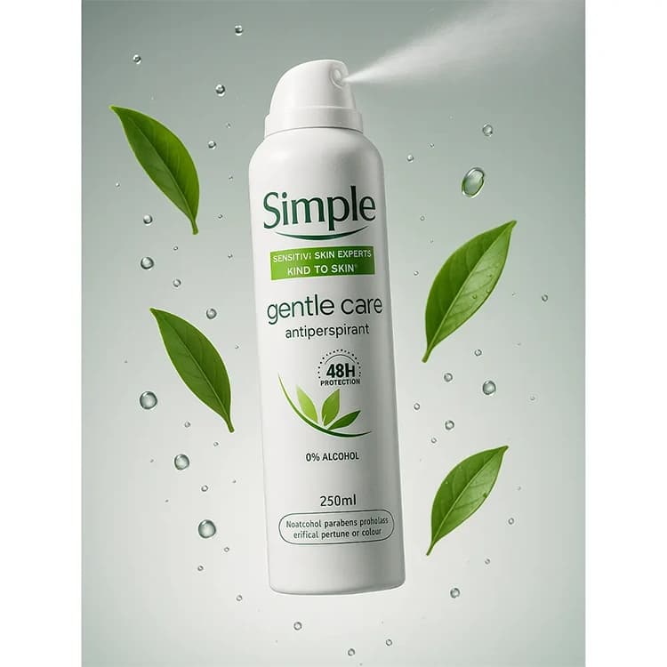 اسپری ضد تعریق Simple مدل Gentle Care حجم 250 میلی لیتر — تصویر ۳