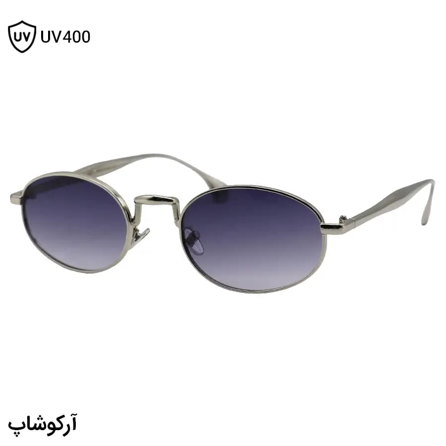 عینک آفتابی بوتگا ونتا با فریم بیضی شکل، رنگ نقره‌ای براق و لنز دودی سایه روشن مدل 98150