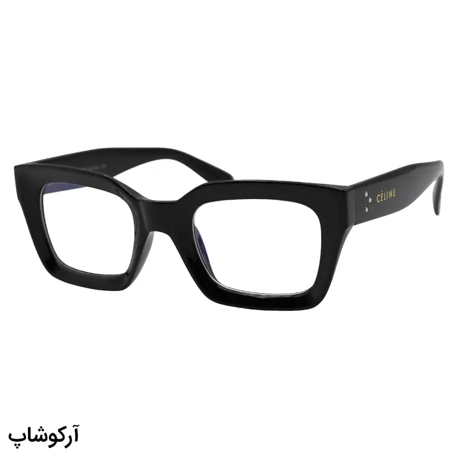 عینک Celine با فریم رنگ مشکی براق، شکل مربعی و لنز بی‌رنگ و قابل تعویض مدل 9088