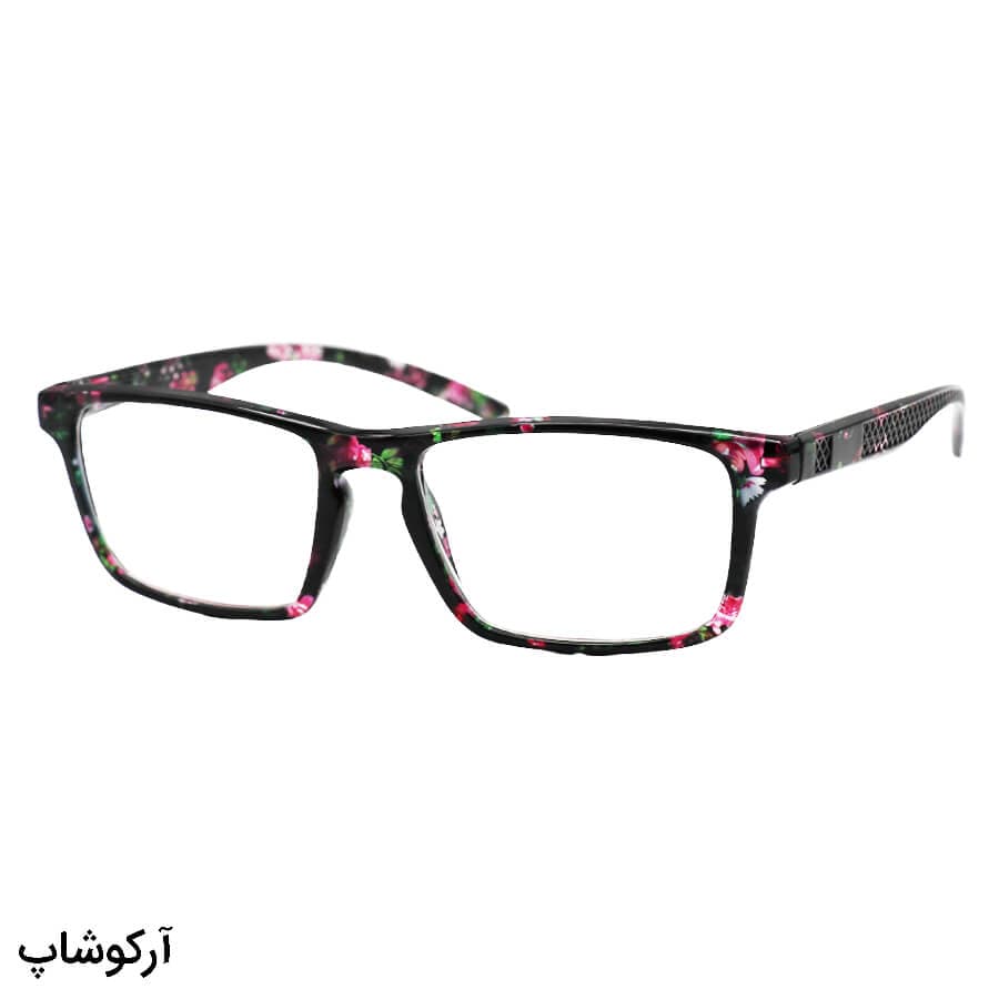 عینک مطالعه نمره +3.00 نزدیک بین، چند رنگ و دسته فنری (بهمراه قاب و دستمال) مدل 16047