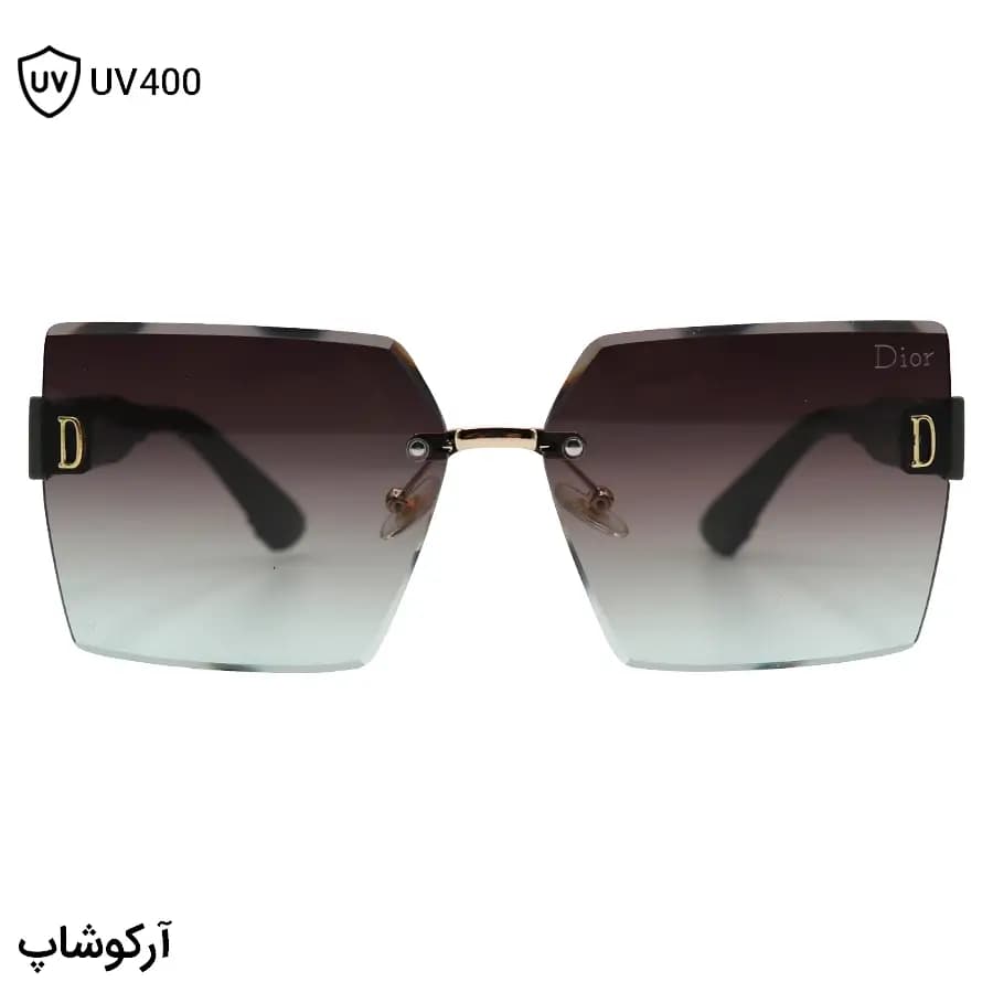 عینک آفتابی زنانه DIOR با طراحی فریم‌لس، شکل مربعی، سبز مات و لنز دو رنگ سایه روشن مدل CF28775 — تصویر ۲