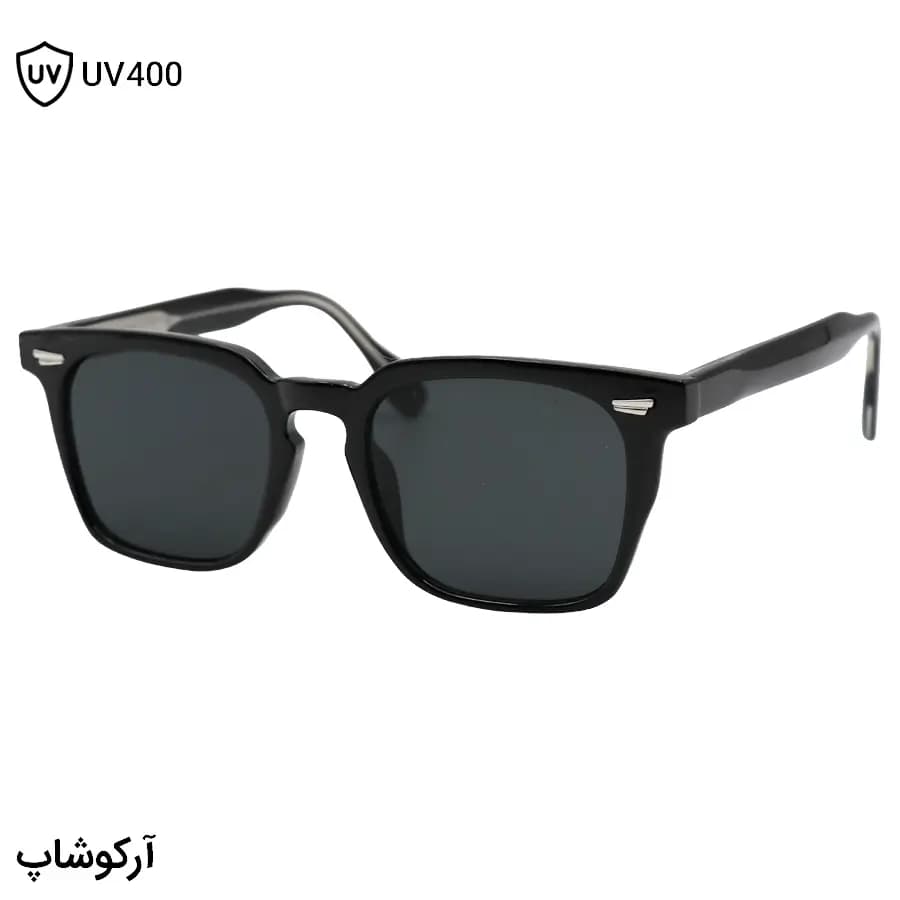 عینک آفتابی GUCCI فریم مربعی شکل، رنگ مشکی براق، دسته سیم‌دار و لنز دودی تیره مدل 6204