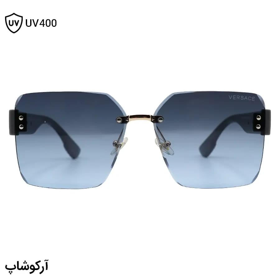 عینک آفتابی زنانه Versace با طراحی فریم‌لس، شکل مربعی، قهوه‌ای مات و لنز قهوه‌ای هایلایت مدل CF28762 — تصویر ۱۰
