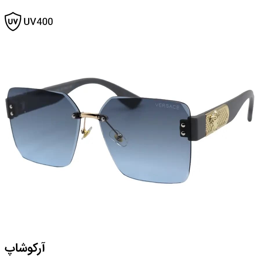 عینک آفتابی زنانه Versace با طراحی فریم‌لس، شکل مربعی، قهوه‌ای مات و لنز قهوه‌ای هایلایت مدل CF28762 — تصویر ۹