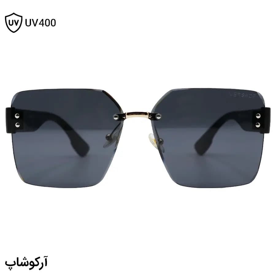 عینک آفتابی زنانه ورساچه با طراحی فریم‌لس، شکل مربعی، مشکی مات و لنز دودی سایه روشن مدل CF28762 — تصویر ۱۰