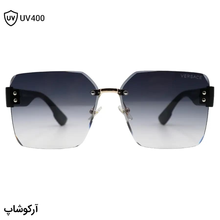 عینک آفتابی زنانه ورساچه با طراحی فریم‌لس، شکل مربعی، مشکی مات و لنز دودی سایه روشن مدل CF28762 — تصویر ۲
