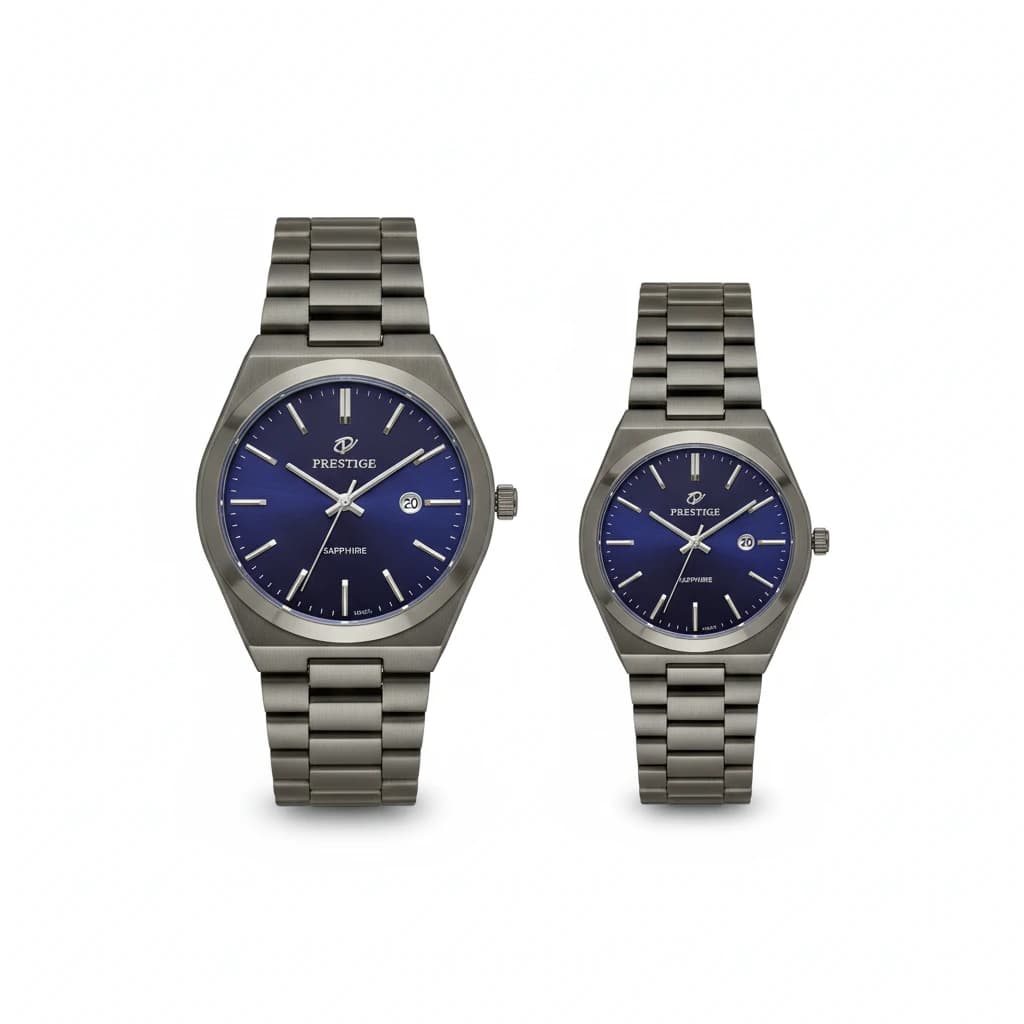 ساعت ست زنانه و مردانه پرستیژ مدل 9201 دودی سرمهای — تصویر ۲