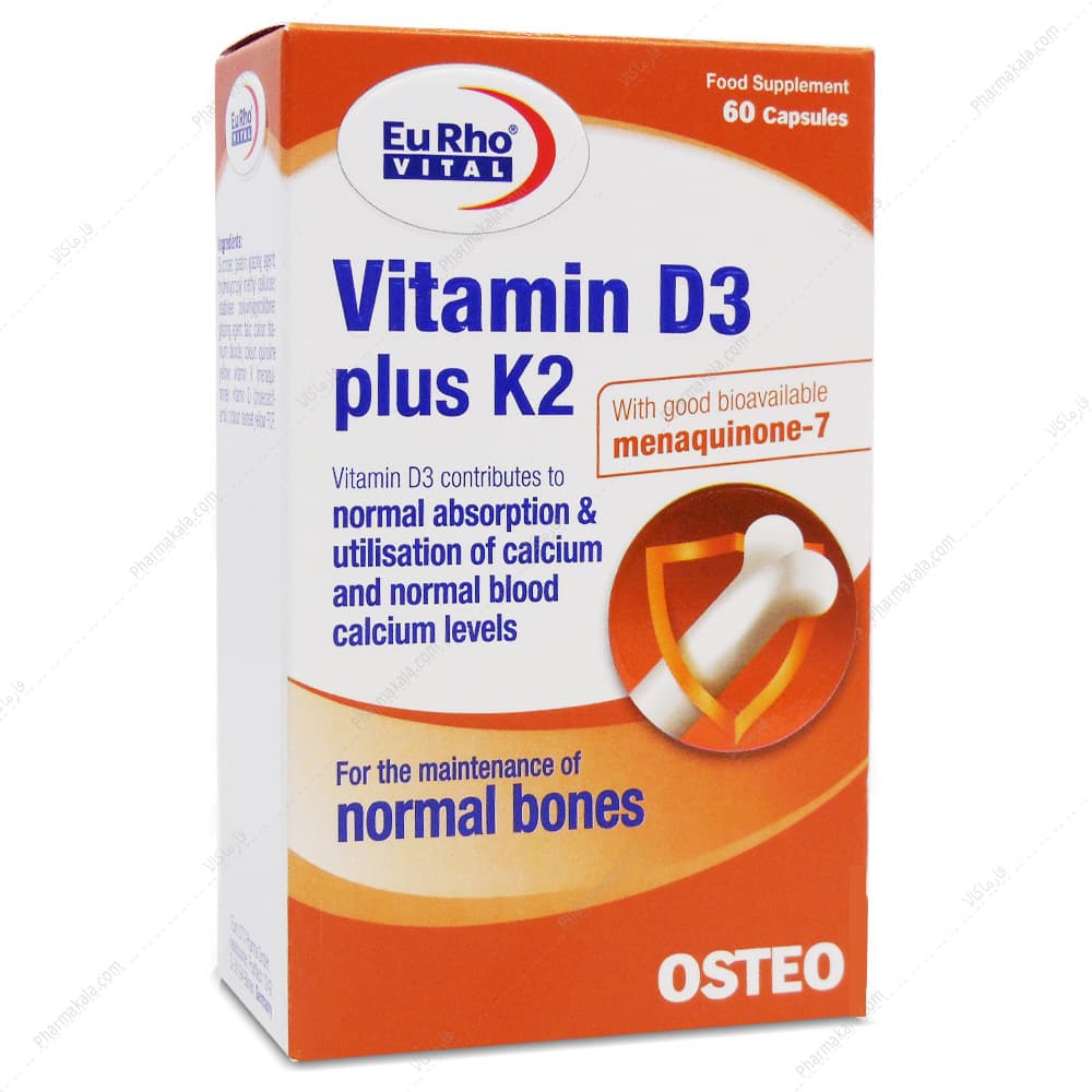کپسول د3 و کا2 پلاس یوروویتال 60 عددی