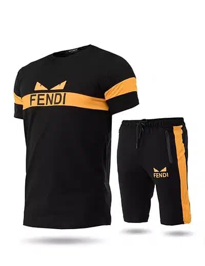 ست تیشرت و شلوارک مردانه Fendi مشکی کد 36945