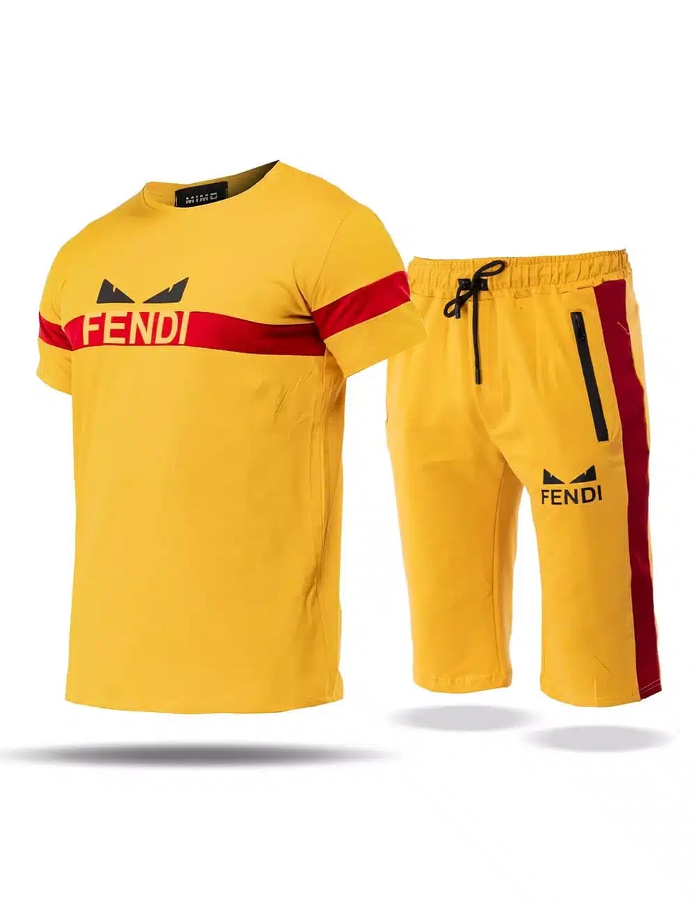 ست تیشرت و شلوارک مردانه Fendi خردلی 36947 — تصویر ۵