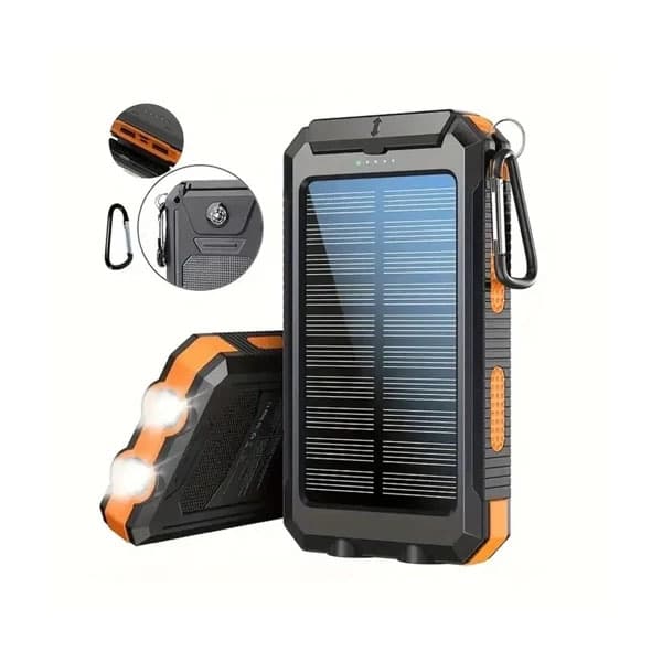 پاوربانک خورشیدی 10 هزار برند SOLAR PAWER BANK مدل Via solar panel | چراغ قوه/ قطب نما /ضد ضربه + (گارانتی طلایی) — تصویر ۳