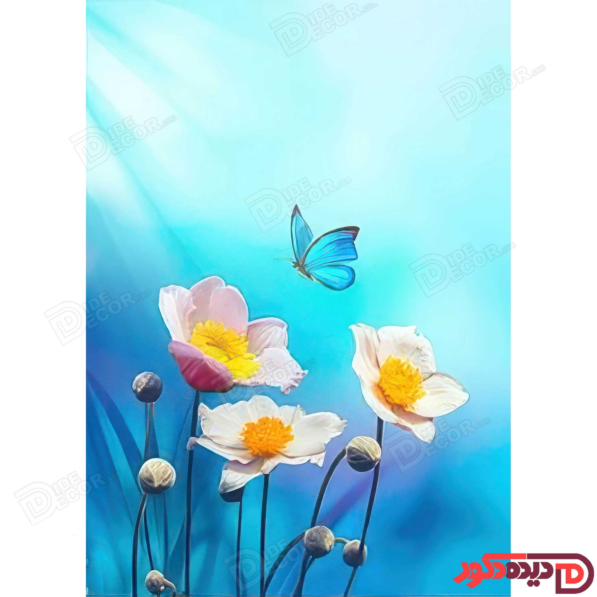 پرده زبرا دومکانیزم تصویری چاپی طرح گل و پروانه کد AZD-052 — تصویر ۴