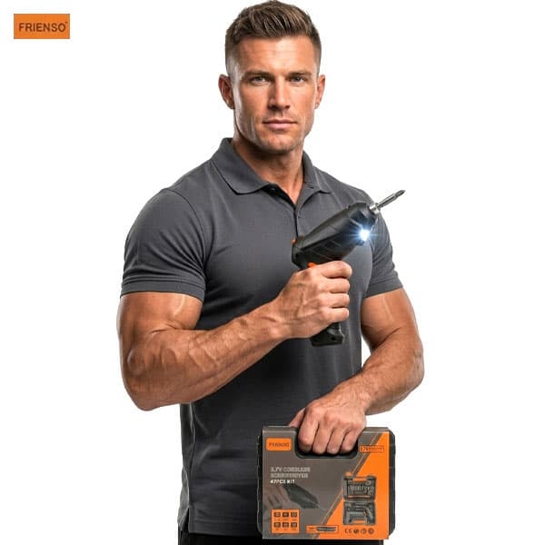 پیچ گوشتی شارژی ۴۷ تیکه فرینسو (Frienso) اورجینال مدل JC-6507 | قابلیت چرخش ۱۸۰ درجه و چراغ LED + (گارانتی طلایی)
