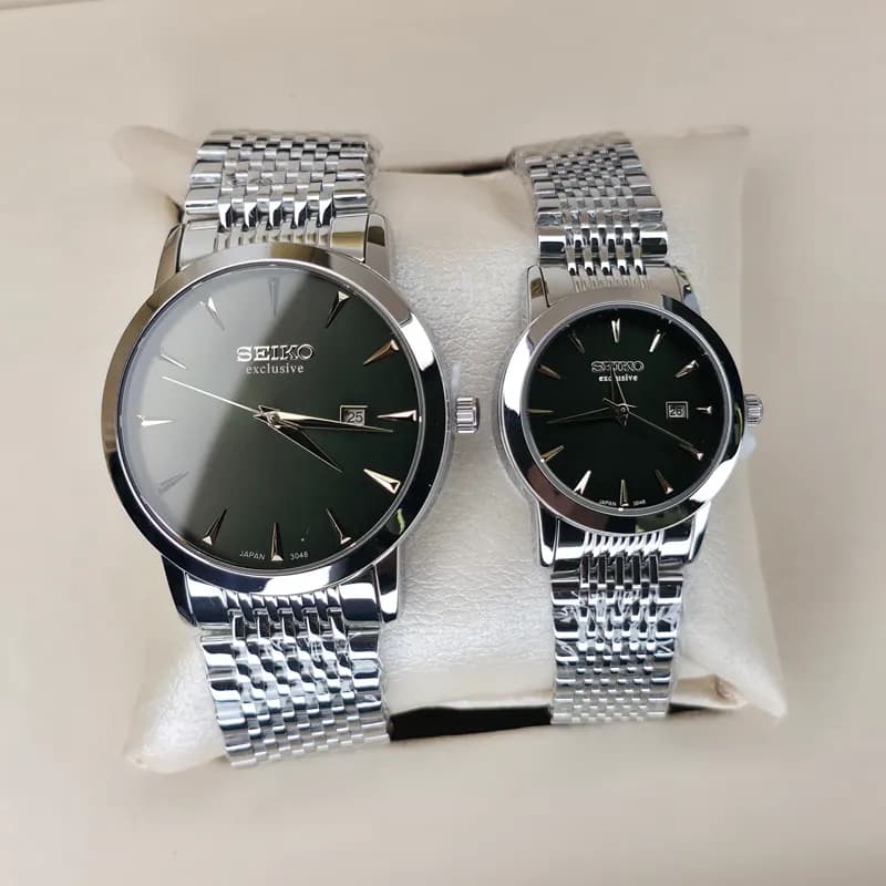ست ساعت مچی مردانه و زنانه سیکو اکسکلوسیو اورجینال ژاپن نقره ای سبز مدل 3048G — تصویر ۵