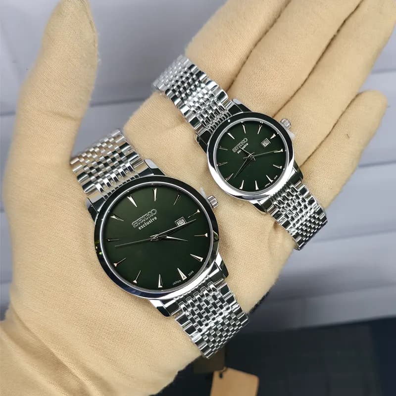 ست ساعت مچی مردانه و زنانه سیکو اکسکلوسیو اورجینال ژاپن نقره ای سبز مدل 3048G — تصویر ۶