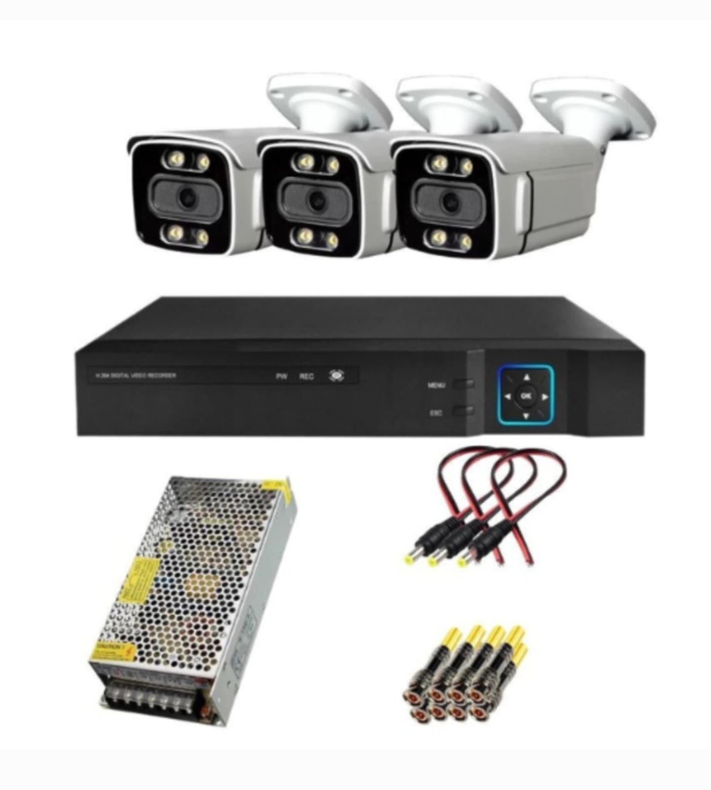 پکیج کامل دوربین مداربسته ۳ عددی وارم لایت