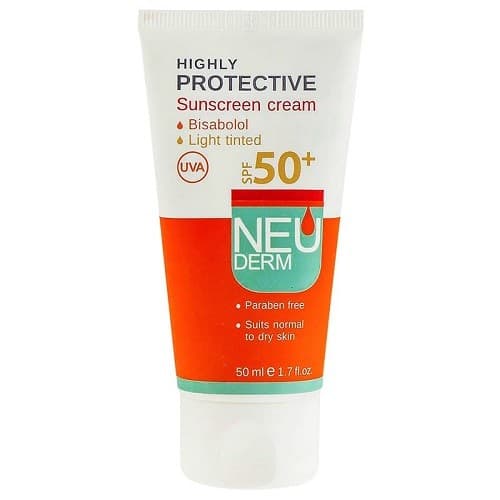 کرم ضد آفتاب نئودرم SPF50 رنگی روشن مناسب پوست نرمال تا خشک 50 میل