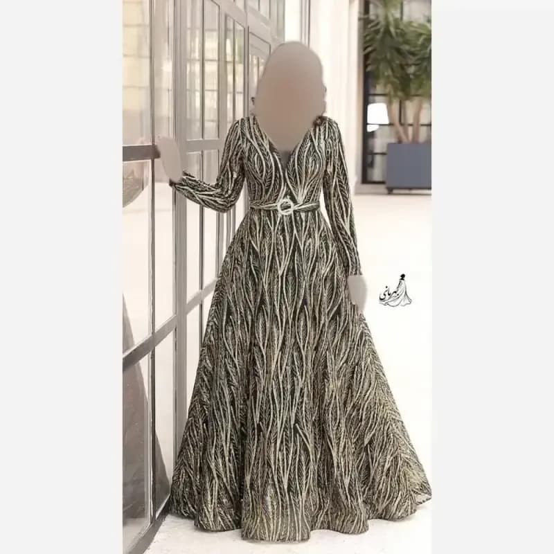 پیراهن مجلسی زنانه مدل پریزاد جنس شاین برجسته قد 150 استردار سایز 42 تا 50 — تصویر ۲