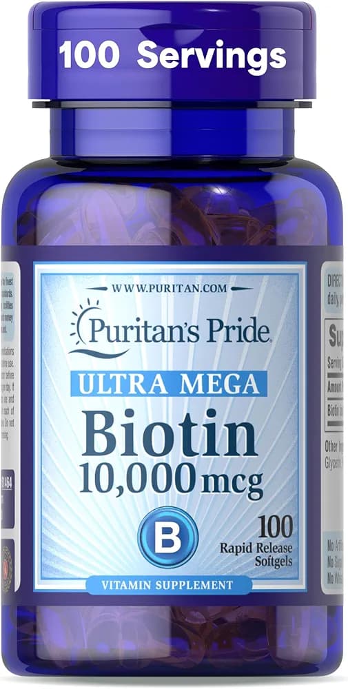 مکمل بیوتین biotin ultra mega دوز ۱۰۰۰۰ میکرو گرم ساخت آمریکا ۱۰۰ عددی