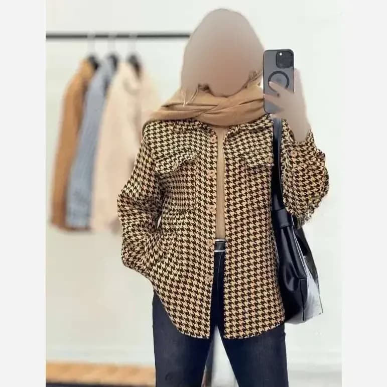 شکت پیچازی زنانه جنس تافته فری سایز رنگ قهوه ای و سفید مشکی